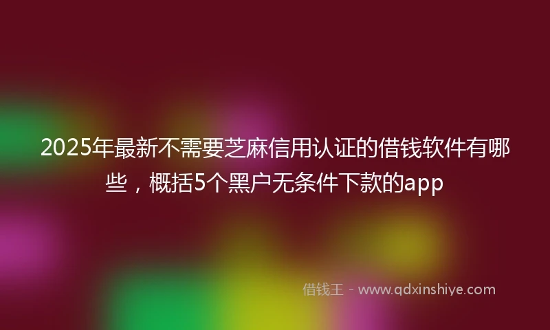 2025年最新不需要芝麻信用认证的借钱软件有哪些，概括5个黑户无条件下款的app