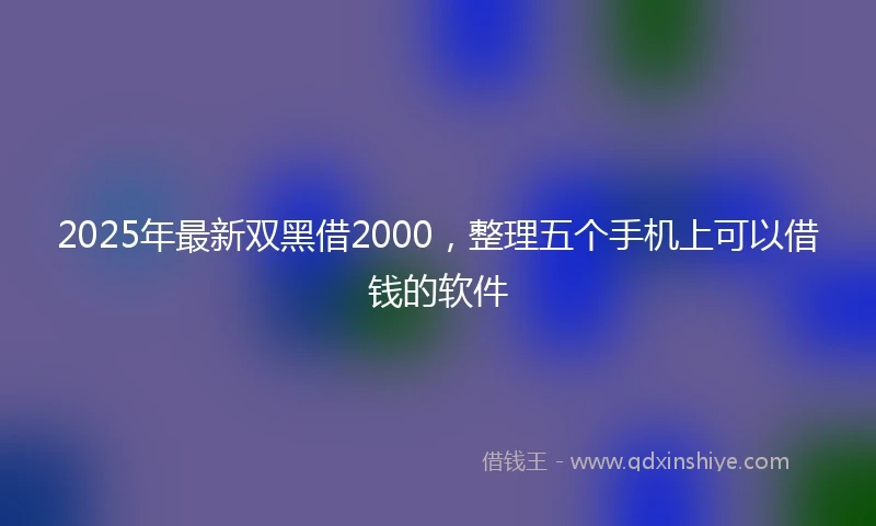 2025年最新双黑借2000，整理五个手机上可以借钱的软件
