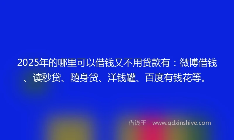 2025年的哪里可以借钱又不用贷款有：微博借钱、读秒贷、随身贷、洋钱罐、百度有钱花等。