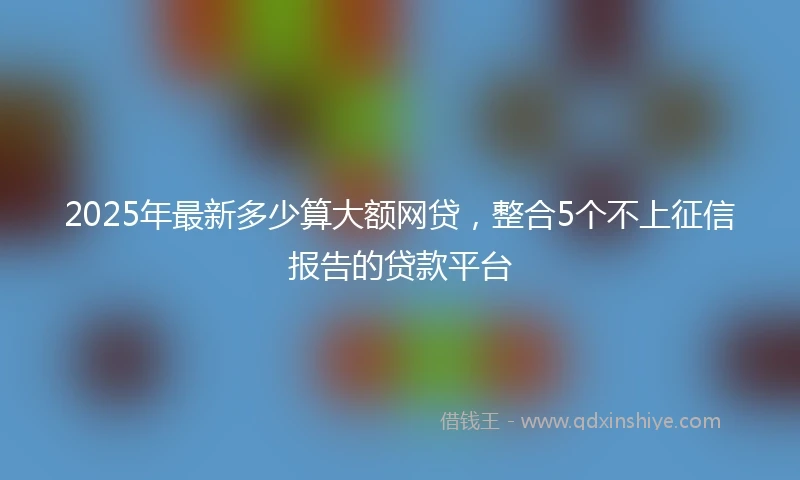 2025年最新多少算大额网贷,整合5个不上征信报告的贷款平台