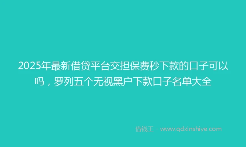 2025年最新借贷平台交担保费秒下款的口子可以吗，罗列五个无视黑户下款口子名单大全