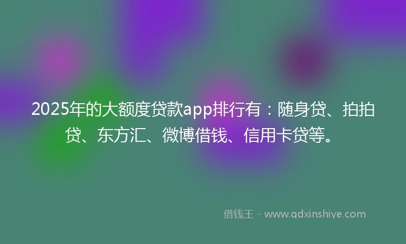 2025年的大额度贷款app排行有：随身贷、拍拍贷、东方汇、微博借钱、信用卡贷等。