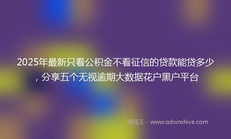 2025年最新只看公积金不看征信的贷款能贷多少，分享五个无视逾期大数据花户黑户平台