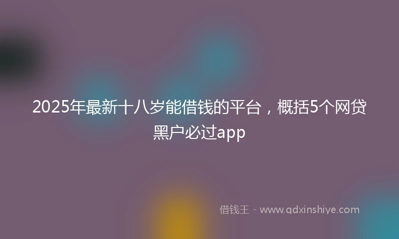 2025年最新十八岁能借钱的平台，概括5个网贷黑户必过app