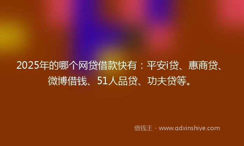 2025年的哪个网贷借款快有：平安i贷、惠商贷、微博借钱、51人品贷、功夫贷等。