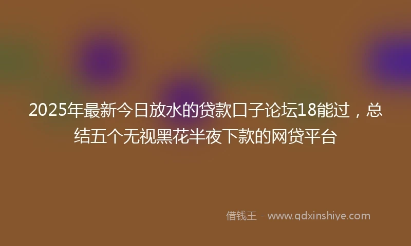 2025年最新今日放水的贷款口子论坛18能过，总结五个无视黑花半夜下款的网贷平台