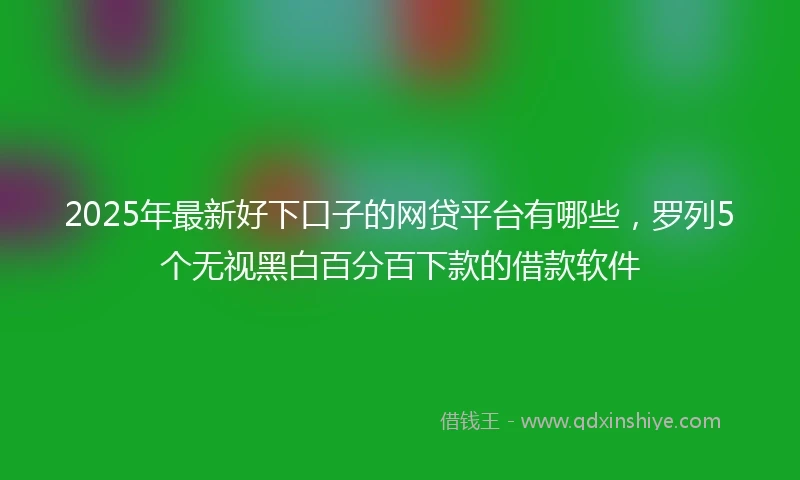 2025年最新好下口子的网贷平台有哪些，罗列5个无视黑白百分百下款的借款软件
