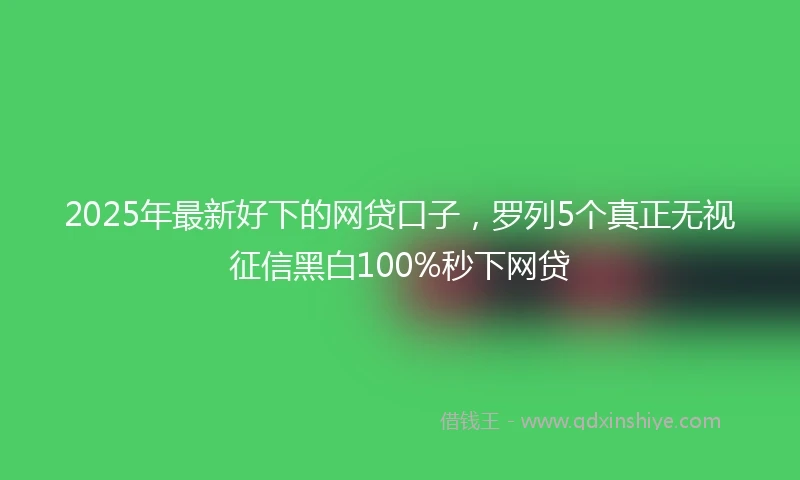 2025年最新好下的网贷口子，罗列5个真正无视征信黑白100%秒下网贷