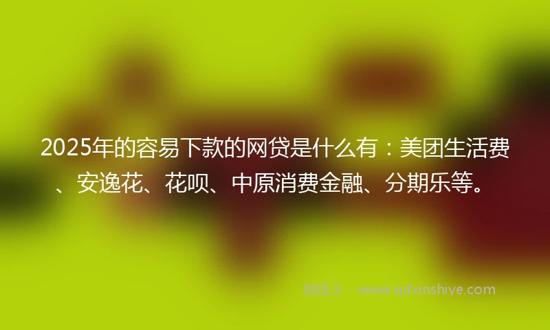 2025年的容易下款的网贷是什么有：美团生活费、安逸花、花呗、中原消费金融、分期乐等。