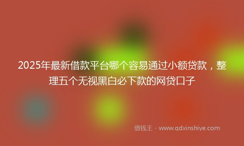 2025年最新借款平台哪个容易通过小额贷款，整理五个无视黑白必下款的网贷口子