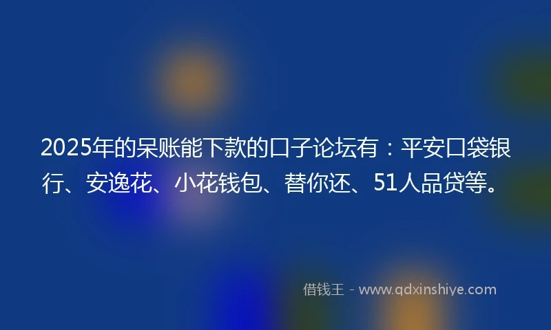 2025年的呆账能下款的口子论坛有：平安口袋银行、安逸花、小花钱包、替你还、51人品贷等。