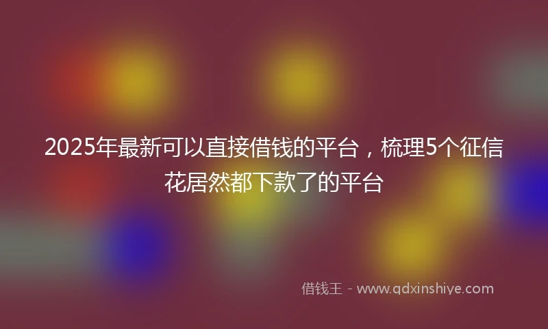 2025年最新可以直接借钱的平台，梳理5个征信花居然都下款了的平台