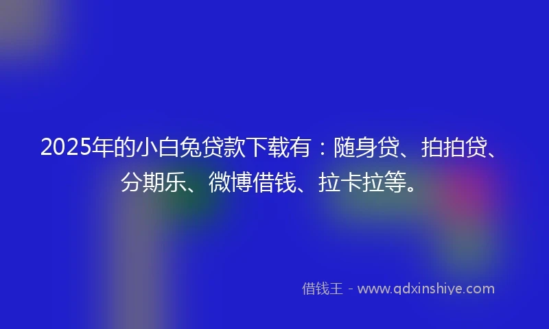 2025年的小白兔贷款下载有：随身贷、拍拍贷、分期乐、微博借钱、拉卡拉等。
