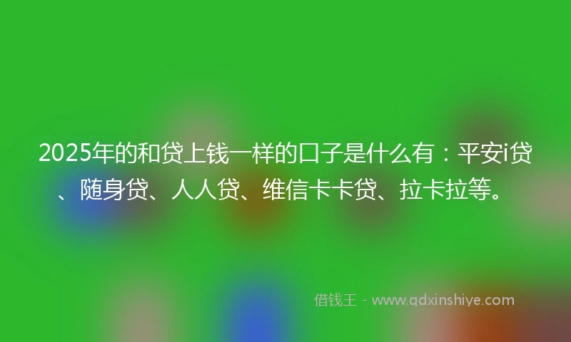 2025年的和贷上钱一样的口子是什么有：平安i贷、随身贷、人人贷、维信卡卡贷、拉卡拉等。