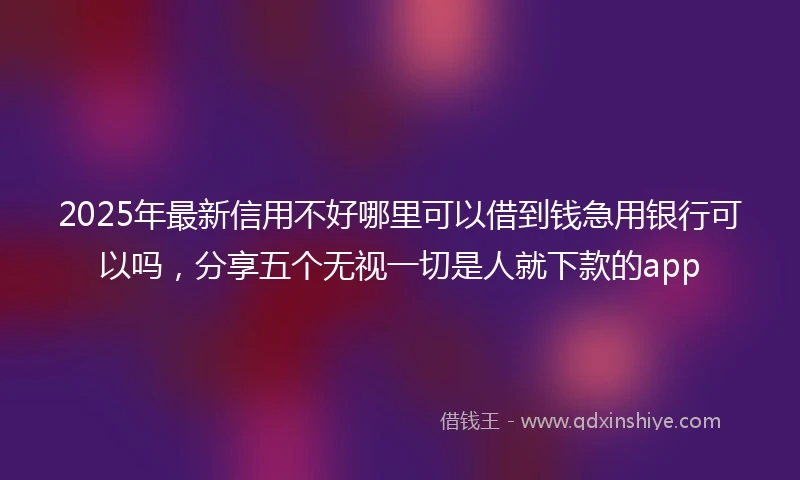 2025年最新信用不好哪里可以借到钱急用银行可以吗，分享五个无视一切是人就下款的app