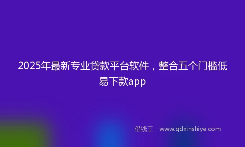 2025年最新专业贷款平台软件，整合五个门槛低易下款app