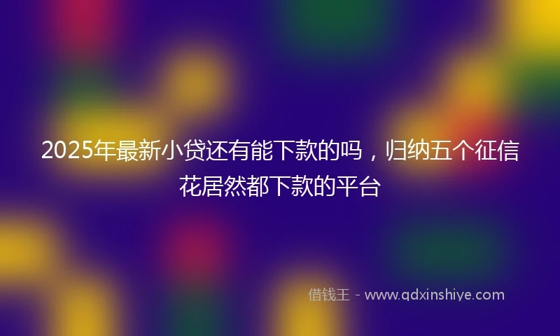 2025年最新小贷还有能下款的吗，归纳五个征信花居然都下款的平台