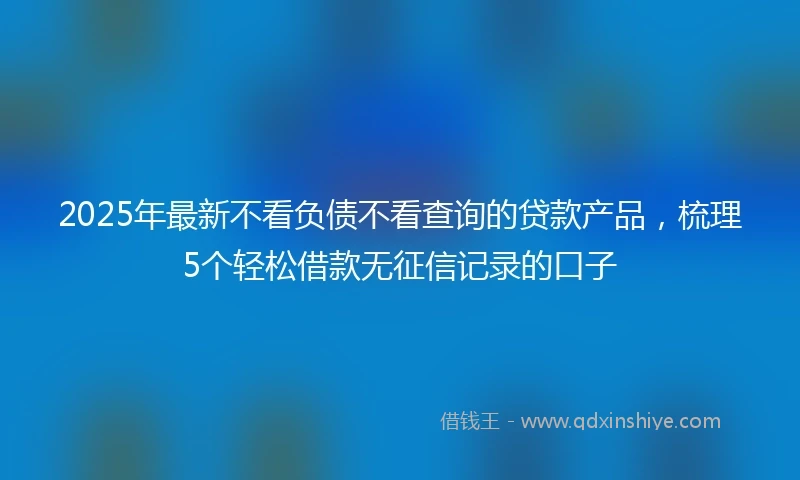 2025年最新不看负债不看查询的贷款产品，梳理5个轻松借款无征信记录的口子