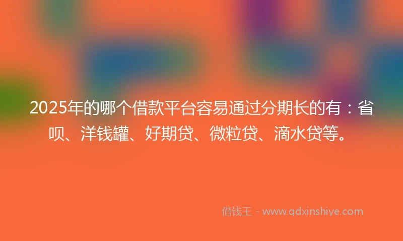 2025年的哪个借款平台容易通过分期长的有：省呗、洋钱罐、好期贷、微粒贷、滴水贷等。