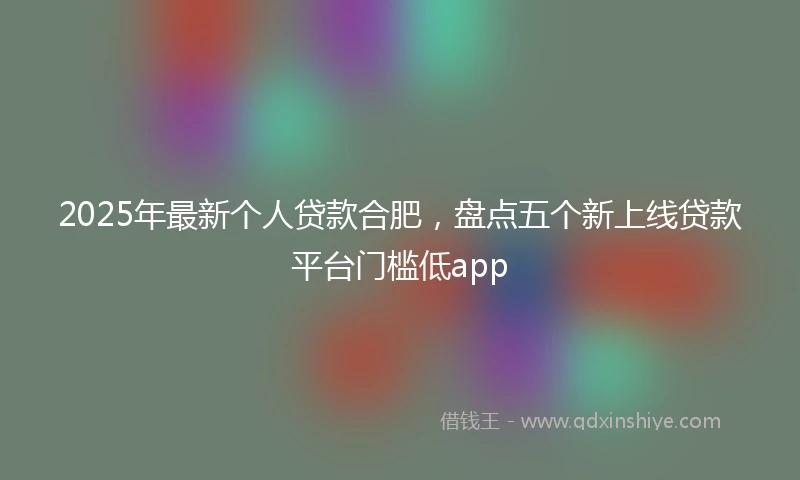 2025年最新个人贷款合肥，盘点五个新上线贷款平台门槛低app