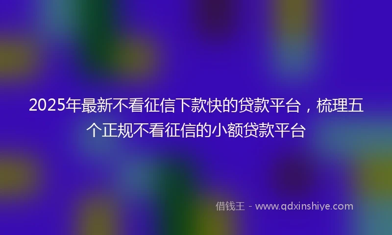 2025年最新不看征信下款快的贷款平台，梳理五个正规不看征信的小额贷款平台
