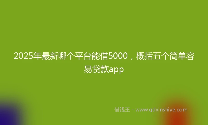 2025年最新哪个平台能借5000，概括五个简单容易贷款app