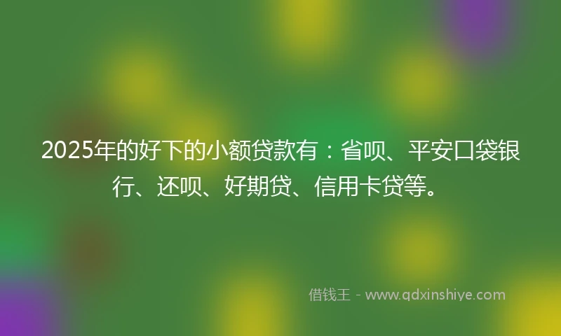 2025年的好下的小额贷款有：省呗、平安口袋银行、还呗、好期贷、信用卡贷等。