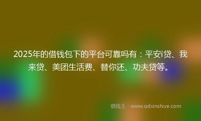 2025年的借钱包下的平台可靠吗有：平安i贷、我来贷、美团生活费、替你还、功夫贷等。