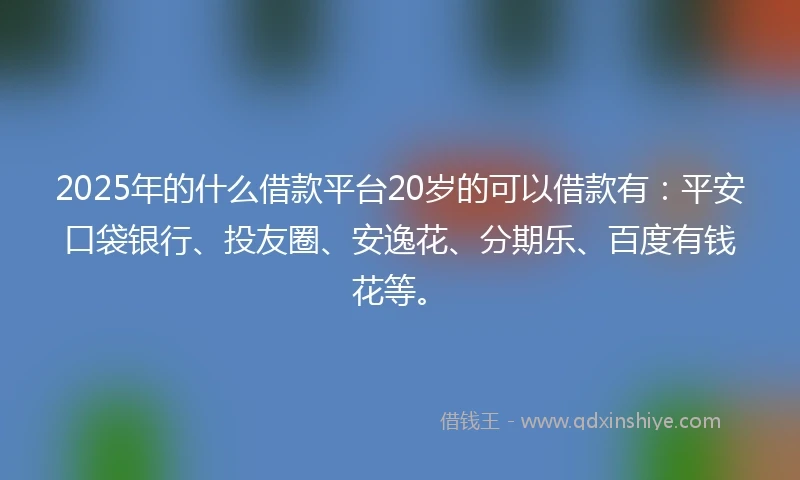 2025年的什么借款平台20岁的可以借款有：平安口袋银行、投友圈、安逸花、分期乐、百度有钱花等。