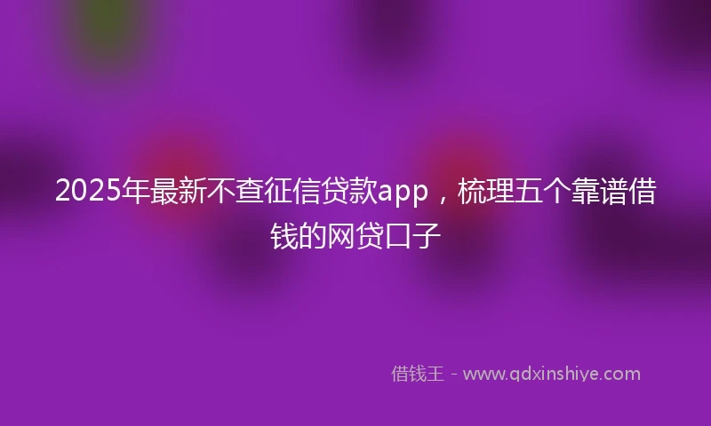 2025年最新不查征信贷款app，梳理五个靠谱借钱的网贷口子