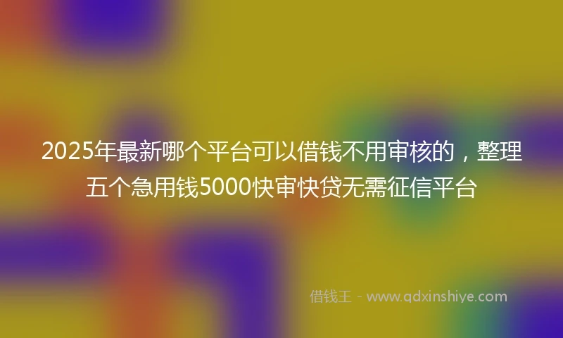 2025年最新哪个平台可以借钱不用审核的，整理五个急用钱5000快审快贷无需征信平台