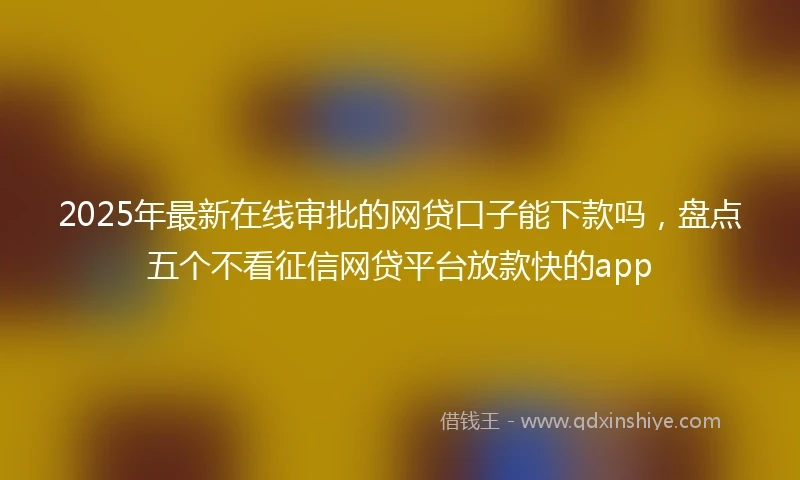 2025年最新在线审批的网贷口子能下款吗，盘点五个不看征信网贷平台放款快的app