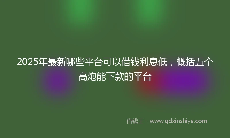 2025年最新哪些平台可以借钱利息低，概括五个高炮能下款的平台