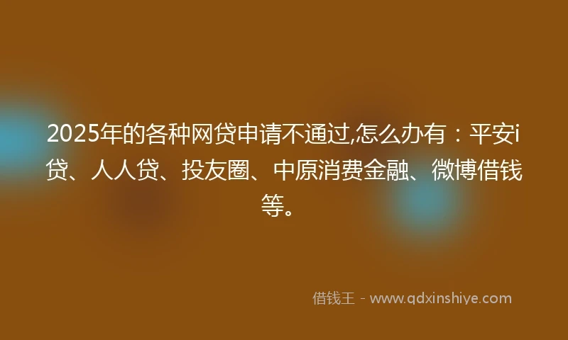 2025年的各种网贷申请不通过,怎么办有：平安i贷、人人贷、投友圈、中原消费金融、微博借钱等。