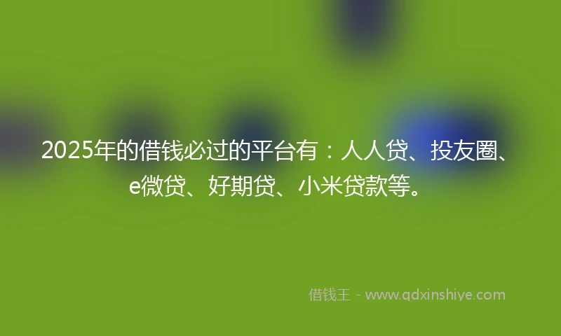 2025年的借钱必过的平台有：人人贷、投友圈、e微贷、好期贷、小米贷款等。