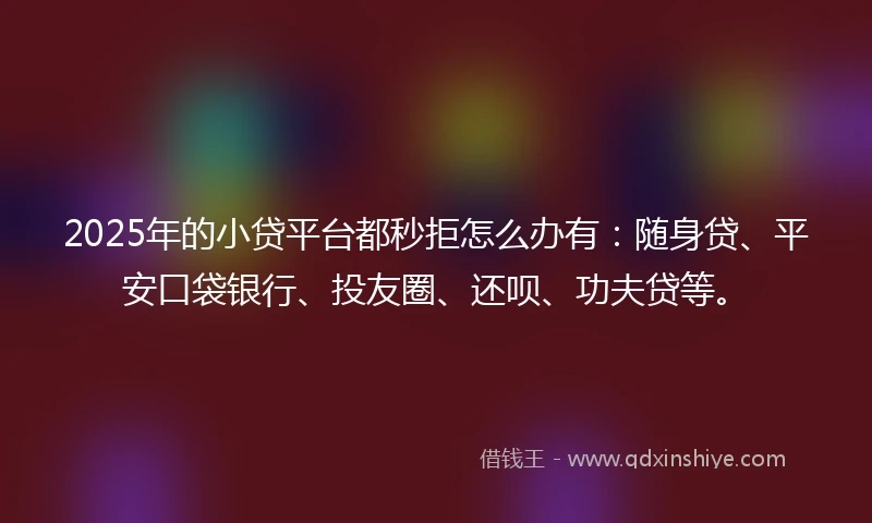 2025年的小贷平台都秒拒怎么办有：随身贷、平安口袋银行、投友圈、还呗、功夫贷等。
