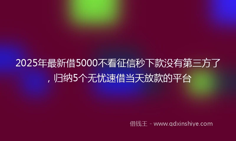 2025年最新借5000不看征信秒下款没有第三方了，归纳5个无忧速借当天放款的平台