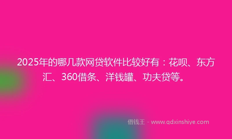 2025年的哪几款网贷软件比较好有：花呗、东方汇、360借条、洋钱罐、功夫贷等。