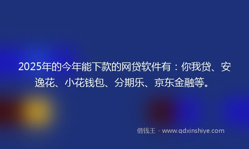2025年的今年能下款的网贷软件有：你我贷、安逸花、小花钱包、分期乐、京东金融等。