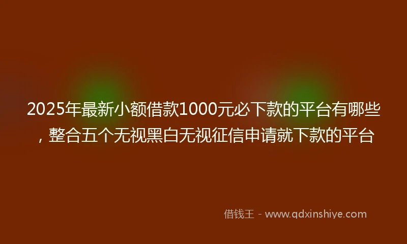 2025年最新小额借款1000元必下款的平台有哪些，整合五个无视黑白无视征信申请就下款的平台