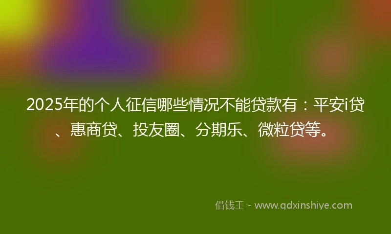 2025年的个人征信哪些情况不能贷款有：平安i贷、惠商贷、投友圈、分期乐、微粒贷等。