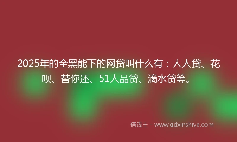 2025年的全黑能下的网贷叫什么有：人人贷、花呗、替你还、51人品贷、滴水贷等。