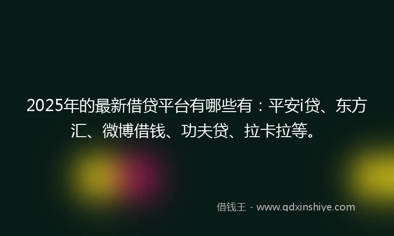 2025年的最新借贷平台有哪些有：平安i贷、东方汇、微博借钱、功夫贷、拉卡拉等。