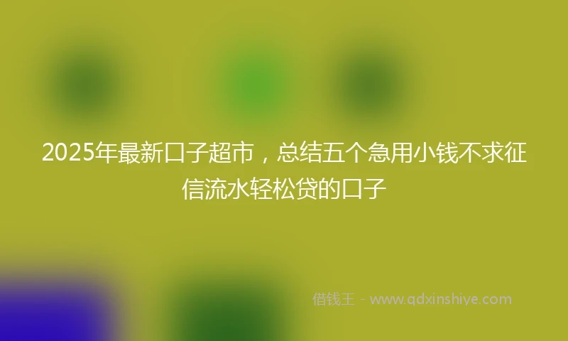 2025年最新口子超市，总结五个急用小钱不求征信流水轻松贷的口子