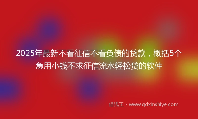 2025年最新不看征信不看负债的贷款，概括5个急用小钱不求征信流水轻松贷的软件