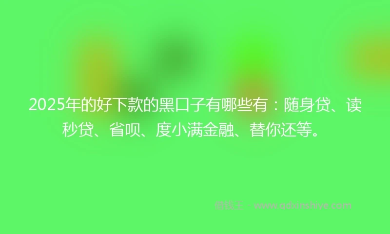 2025年的好下款的黑口子有哪些有：随身贷、读秒贷、省呗、度小满金融、替你还等。