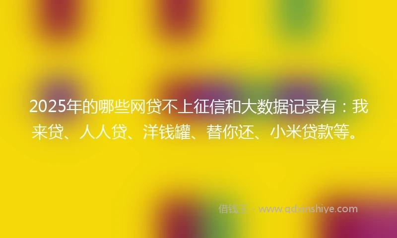 2025年的哪些网贷不上征信和大数据记录有：我来贷、人人贷、洋钱罐、替你还、小米贷款等。
