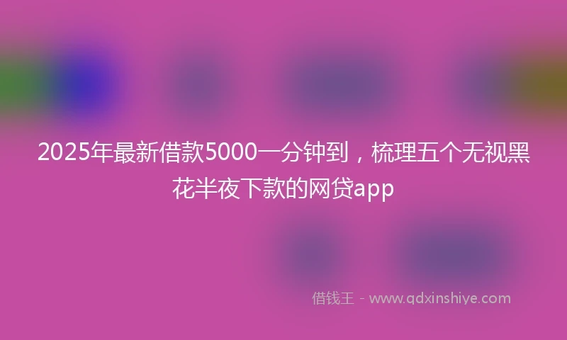 2025年最新借款5000一分钟到，梳理五个无视黑花半夜下款的网贷app