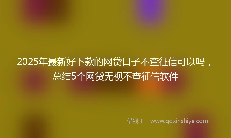 2025年最新好下款的网贷口子不查征信可以吗，总结5个网贷无视不查征信软件