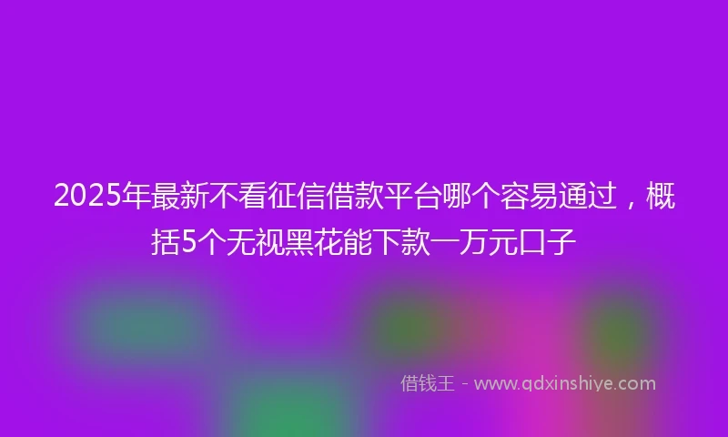 2025年最新不看征信借款平台哪个容易通过，概括5个无视黑花能下款一万元口子